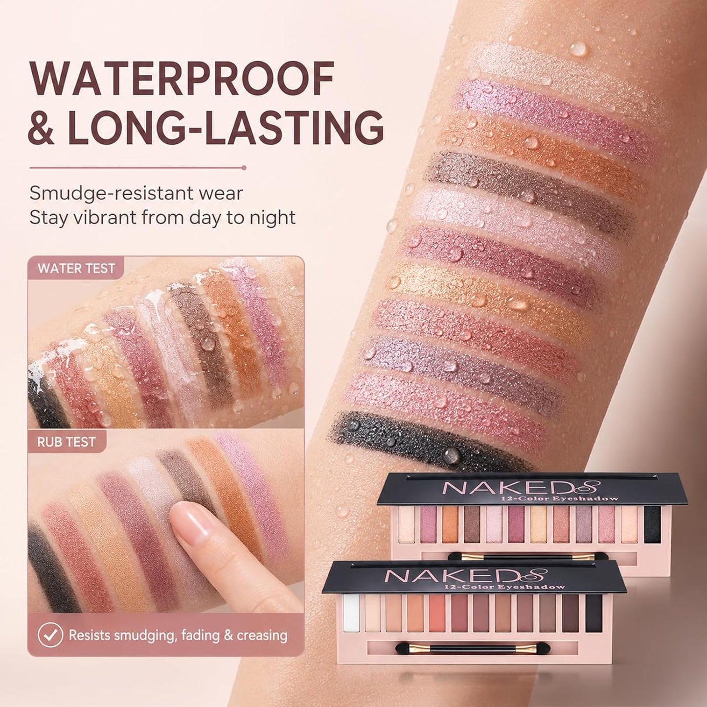 Naked Eyeshadow Palette Kit - 12 Colors Matte & Shimmer | Waterproof Smokey Glitter Eyeshadow for Women