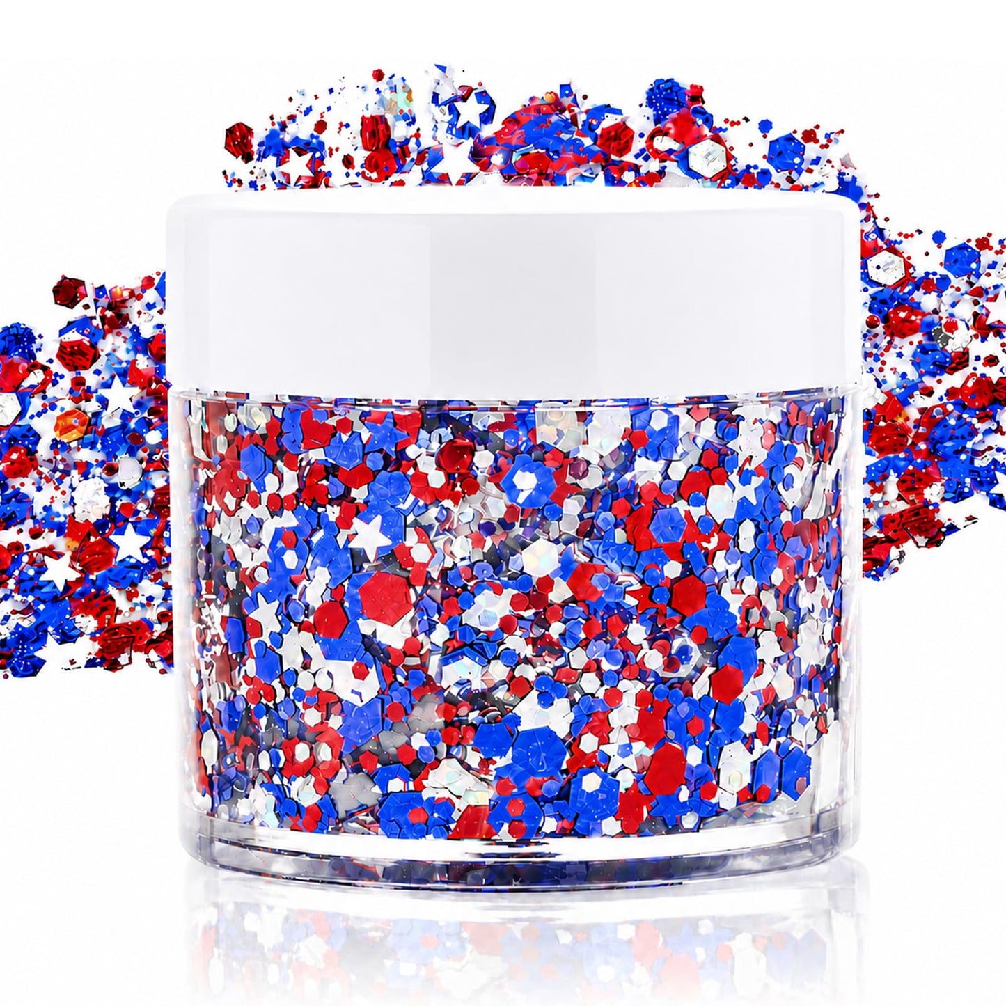 Paminify Red White Blue Face Glitter Gel,4th of July Patriotic Hair Glitter for Kids,Fourth of July Outfits for Women,Independence Day Cheer Body Glitter for Softball Football Game Day