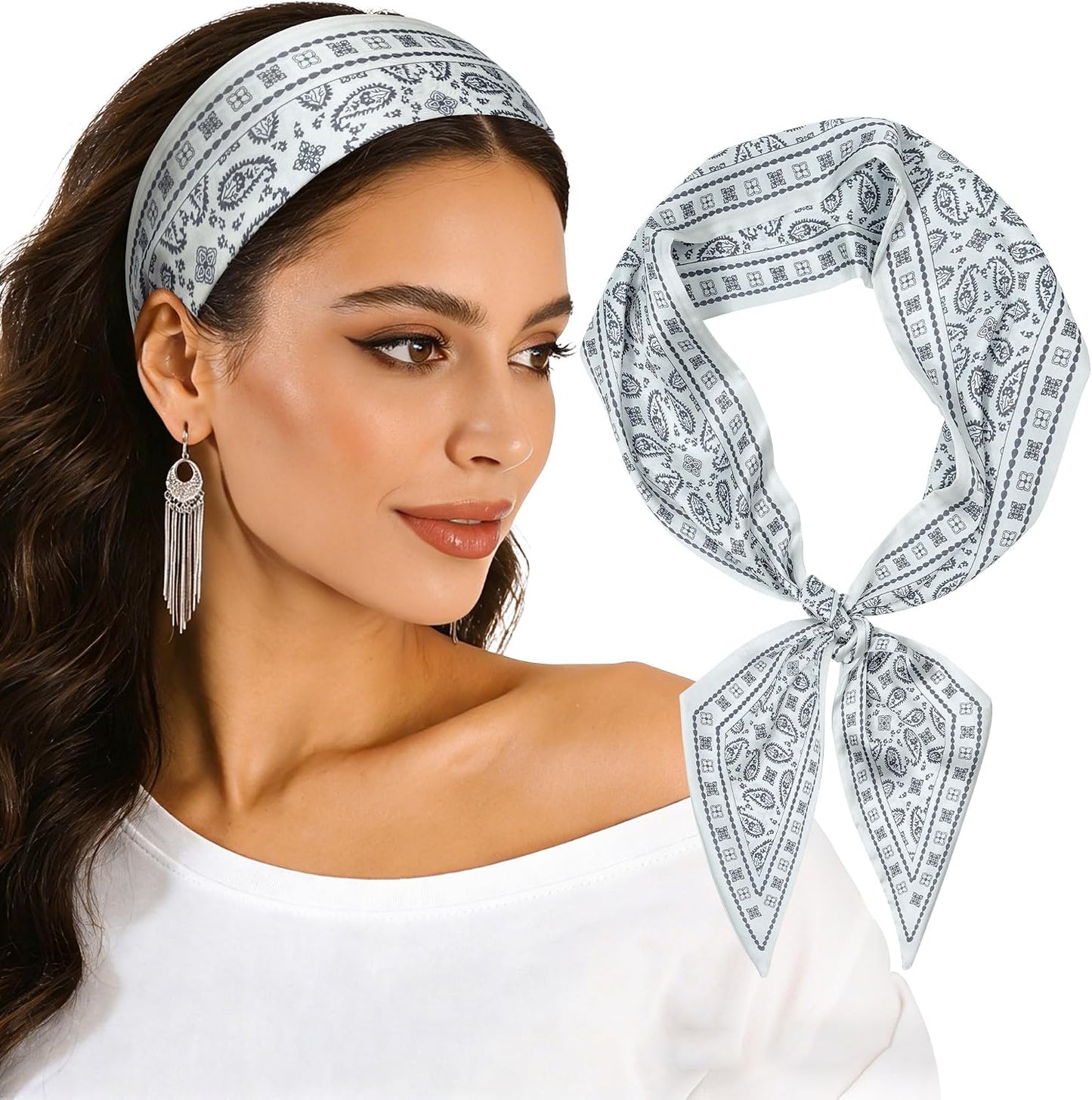 Cherry Head Scarf for Women - Long Thin Satin Hair & Neck Wrap | Fashion Accessory
