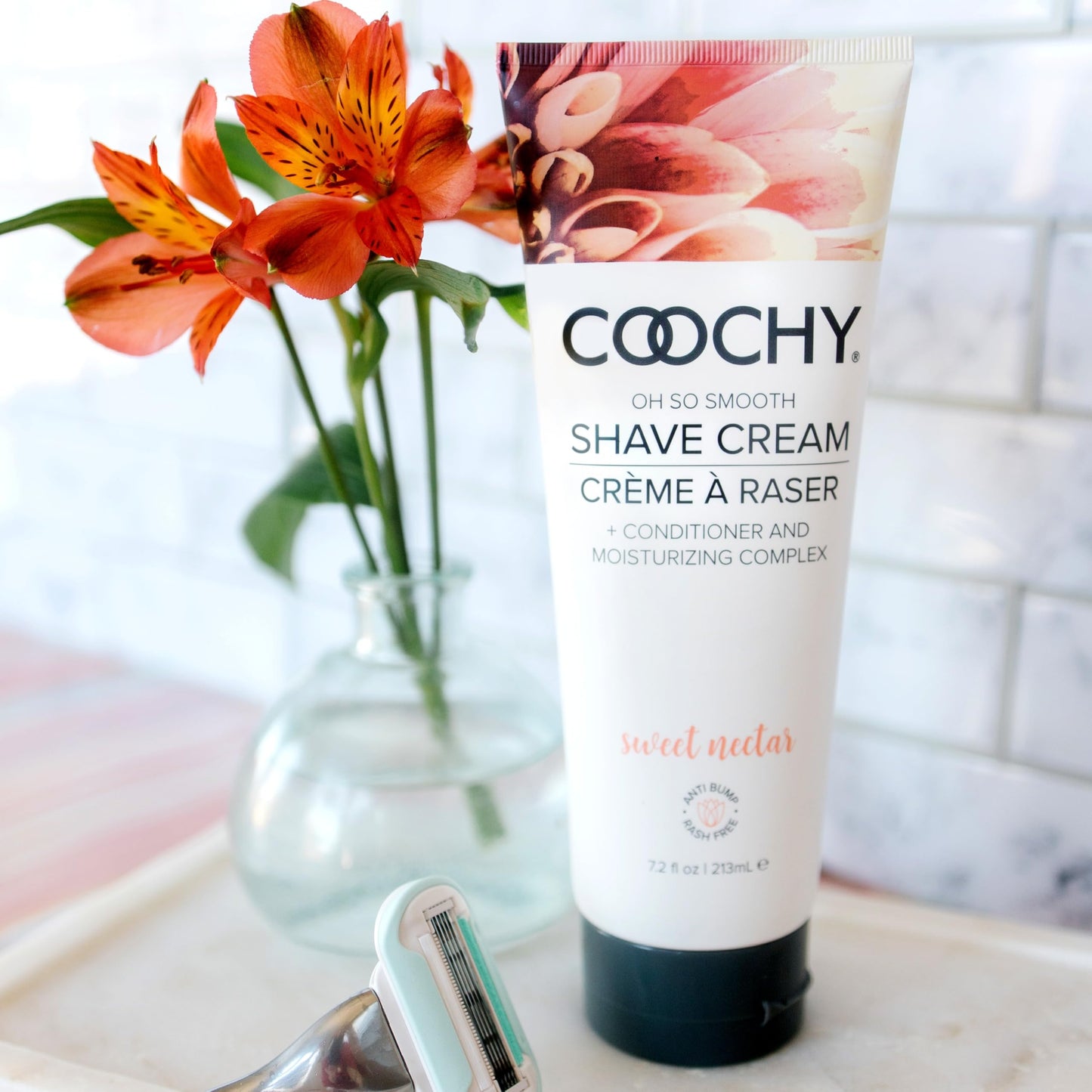 Coochy Shave Cream - Moisturizing Shave Lotion - Gentle Intimate Shaving Cream - For Bikini Area, Underarms, Legs & More - Rash-Free, Hydrating Formula - Sweet Nectar, 7.2 oz