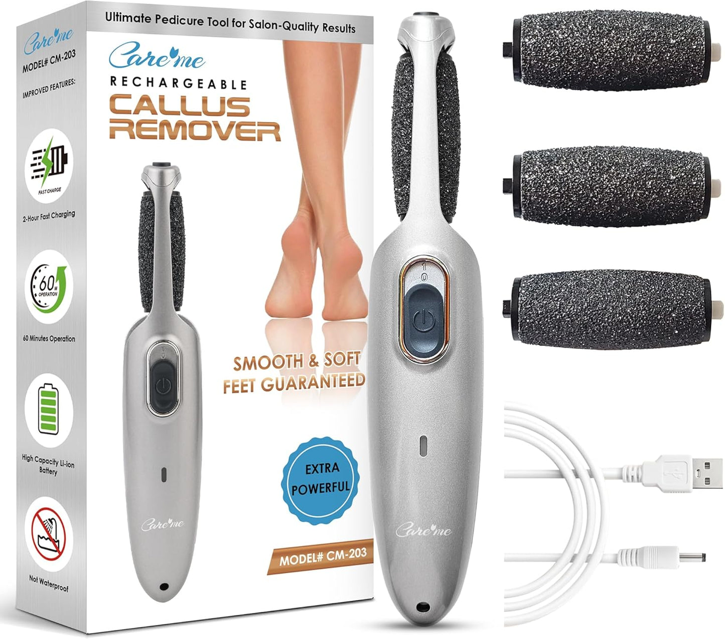 Electric Callus Remover Wand - Rechargeable Foot File & Scrubber for Soft, Smooth Feet | Rose Gold