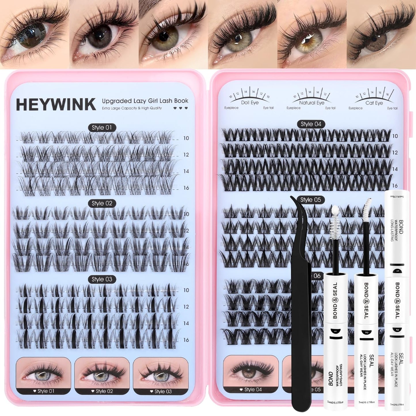 DIY Lash Extension Kit - Natural Wispy D Lashes Clusters | 8-18mm Eyelash Extensions with Bond, Seal & Tweezers for Beginners