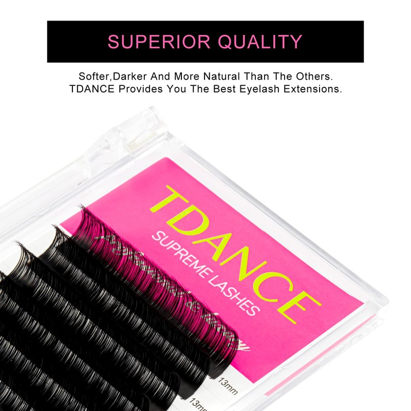 TDANCE Lash Extension Matte Black Eyelash Extension C CC D DD J B L Curl Volume & Classic Lash Extensions 0.03-0.18mm Thickness Professional Salon Use(0.07-C,14-19 mm)