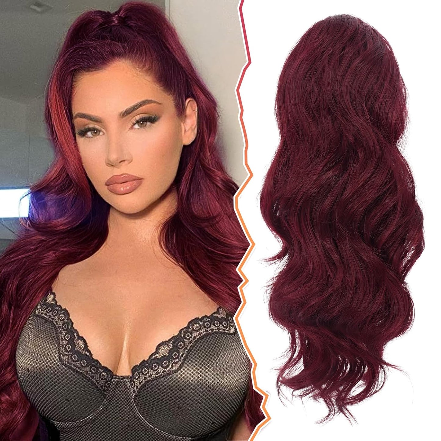 Short Wavy Drawstring Ponytail - 16 Inch Synthetic Clip-In Hair Extensions | Ash Brown Mix
