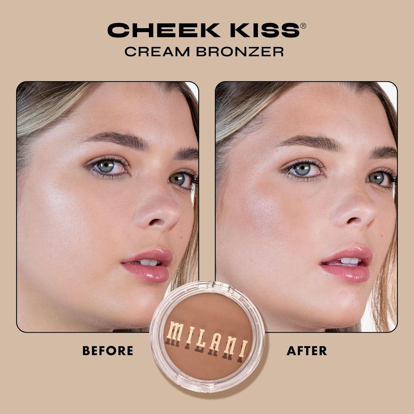 Milani Cheek Kiss Cream Bronzer - Vegan Soft Matte Finish | 110 Hey Honey, Lightweight Glow