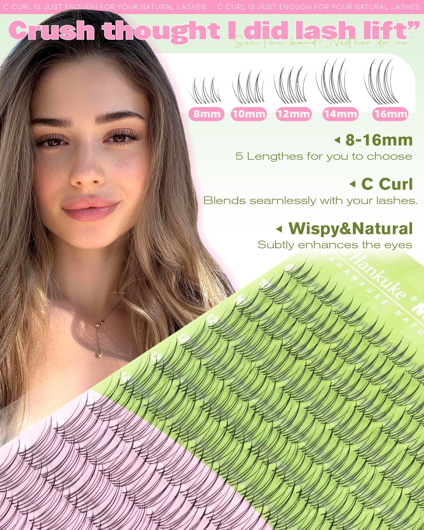 Aurora Natural Lash Clusters Wispy Cluster Eyelash Extensions C Curl Eyelash Clusters Invisible Band Individual Lashes 8-16MM Soft BASF Lash Extensions 120PCS Wet Pestañas Postizas Naturales at Home