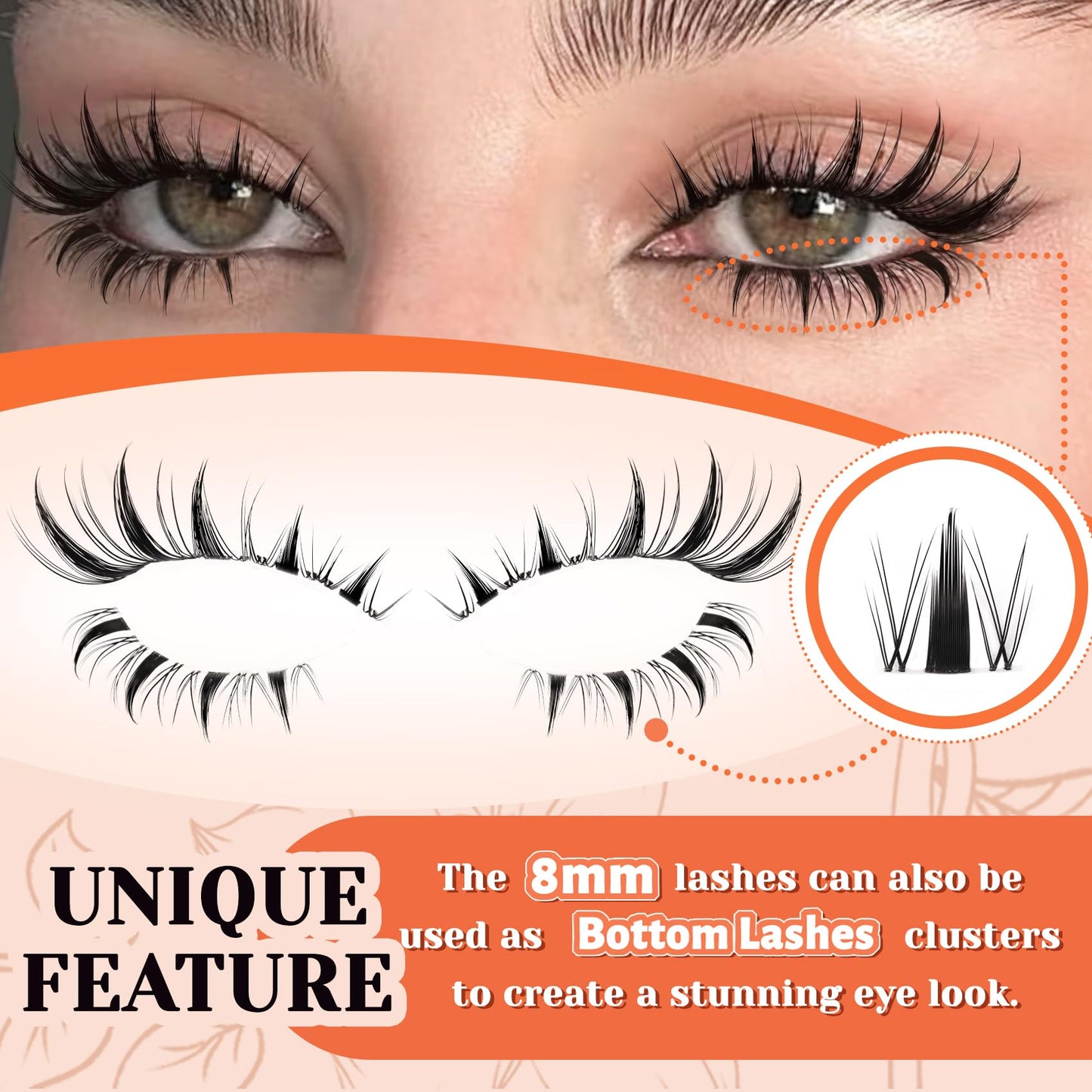 Fairy Manga Lash Clusters 8-18mm Eyelash Clusters 160Pcs Lashes Extension Fairy Lash Clusters Spiky Lashes Cluster C Curl with Invisiable Band (Fairy)