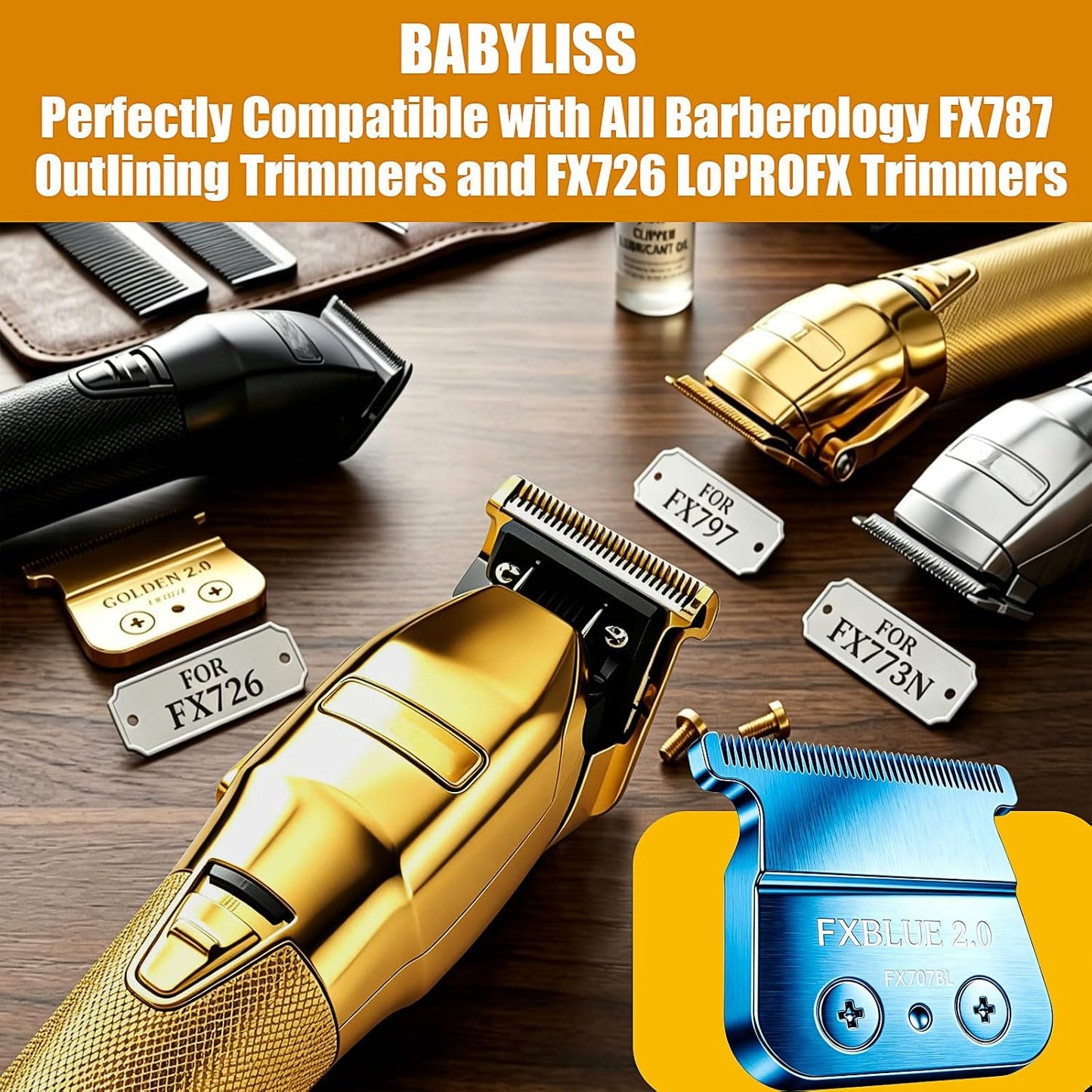 Replacement Blade for BaByliss PRO Hair Trimmers - FX787, FX799, LoPROFX FX726, FX729 | Blue, 3-Pack