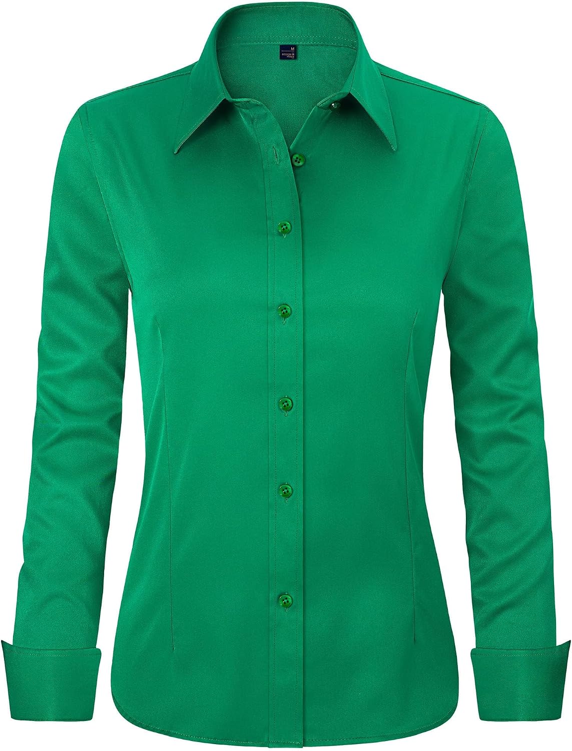 J.VER Women's Long Sleeve Dress Shirt - Wrinkle-Free Business Casual Blouse for Office Work