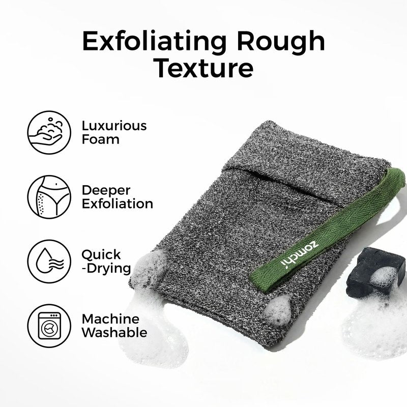 ZOMCHI Exfoliating Soap Bags, 3-Pack Body Scrubber Savers for Bar Soap, Designed for Deep Cleansing & Exfoliation (Gray)