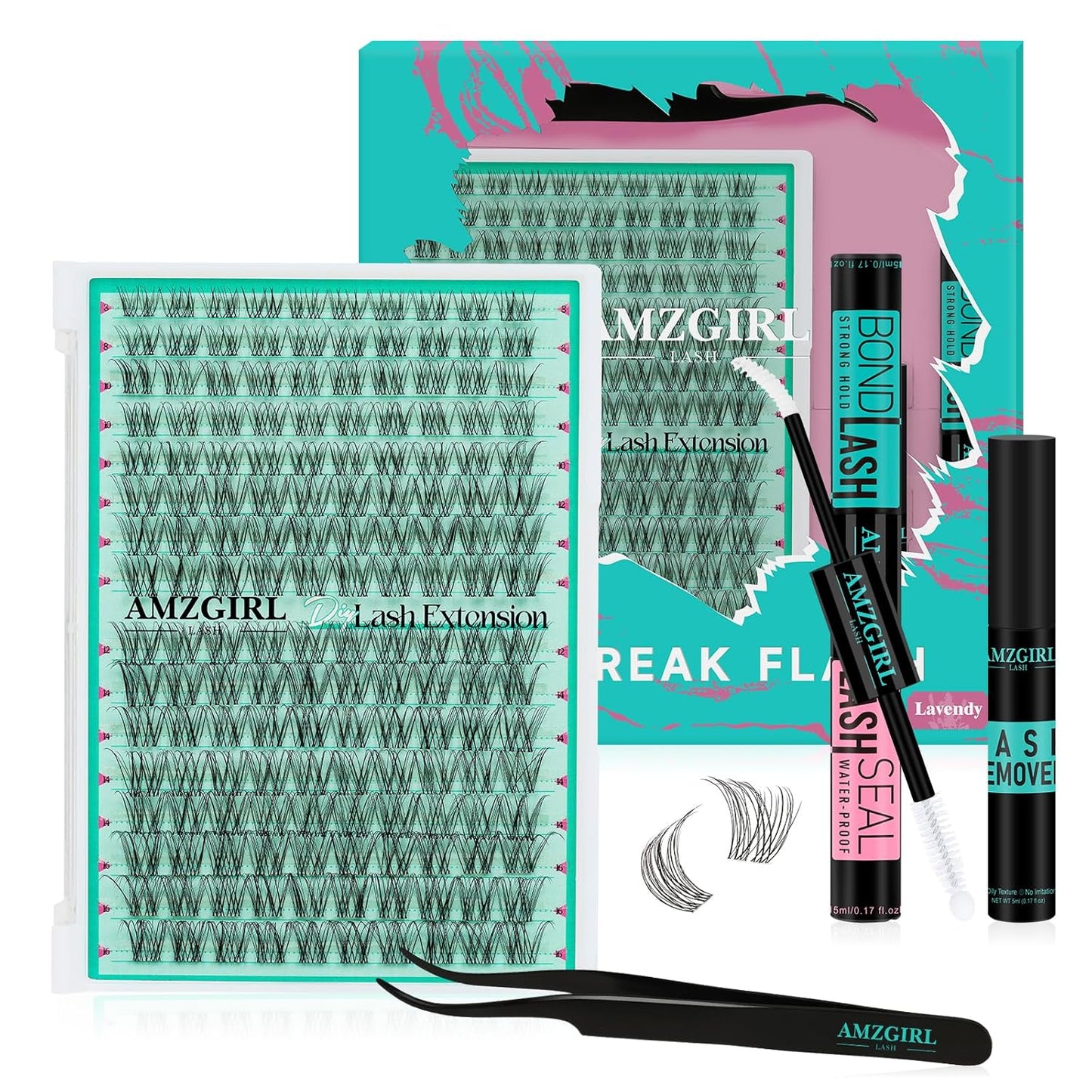 Lash Clusters Kit - 160pcs Natural Eyelash Extensions with Bond, Seal & Applicator Tool | Waterproof & Easy to Use at Home