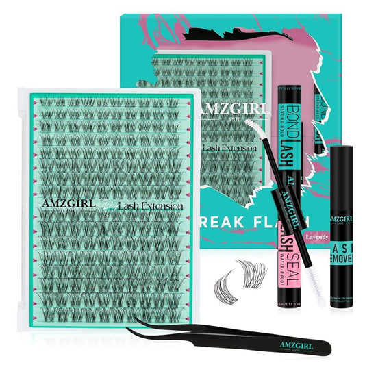 Lash Clusters Kit - 160pcs Natural Eyelash Extensions with Bond, Seal & Applicator Tool | Waterproof & Easy to Use at Home