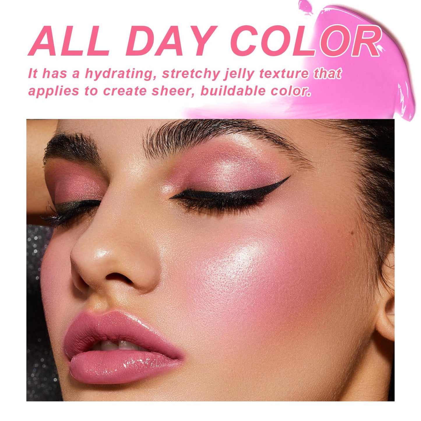 Jelly Blush Contour Stick Set - 3 Pcs Lightweight Waterproof Makeup for Cheeks, Eyes & Lips | Dewy Finish Trio