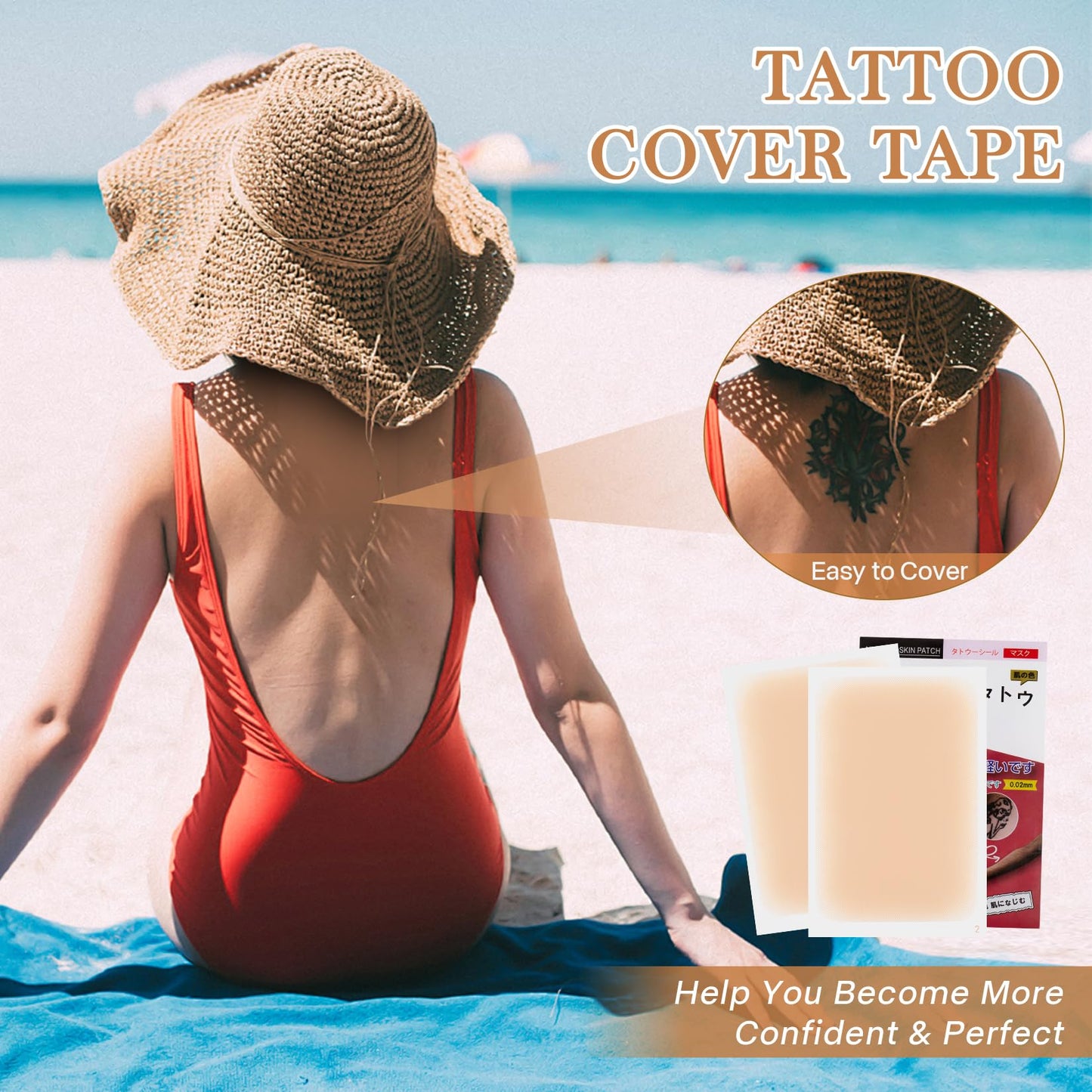 LXIANGN Tattoo Cover Up Tape 6 Pcs Ultra ThinTattoo Cover Up Patch Invisible Waterproof Skin Tone Concealer Sticker for Covering Up Scars Tattoo (Light Skin)