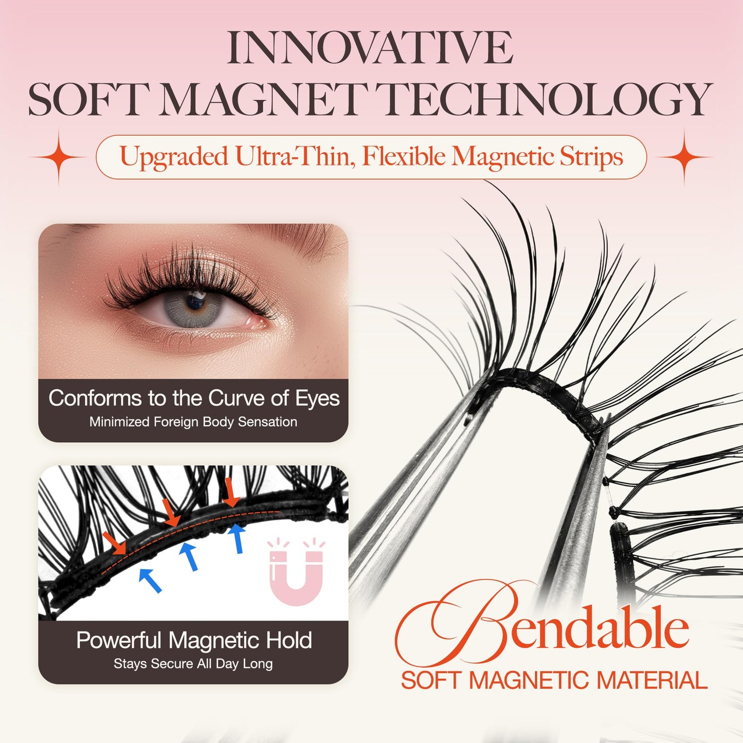 LASHVIEW Upgrade Magnetic Eyelashes with Applicator,Reusable Soft Magnetic Eyelashes Natural Look, No Glue Needed,Easy to Wear and Remove,RC24P（Dark Brown）
