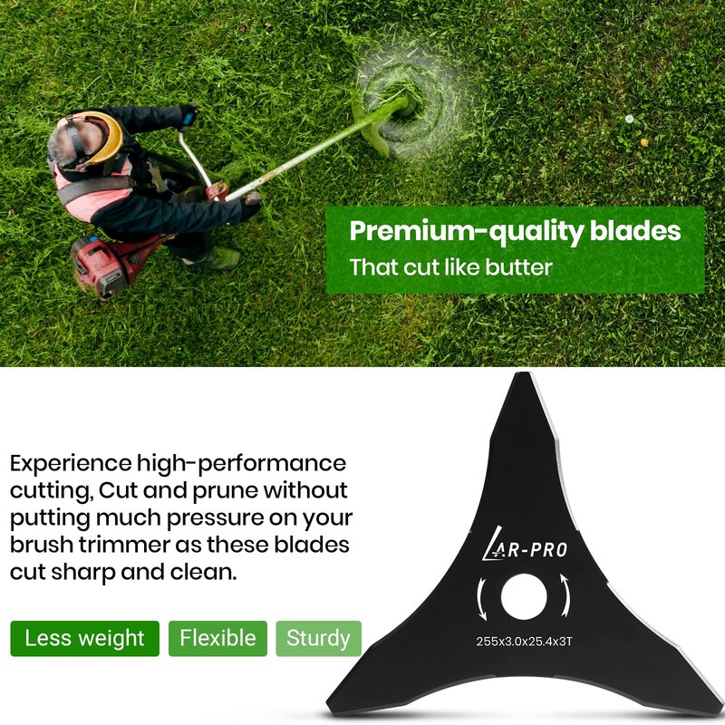 (2-Set) 10" x 3 Teeth Carbon Steel Brush Cutter Blades with Washers - 2 Blades and 2 Washers - Blades for 20mm or 25.4mm Arbor - Compatible with Husqvarna, Stihl, Ego, and More
