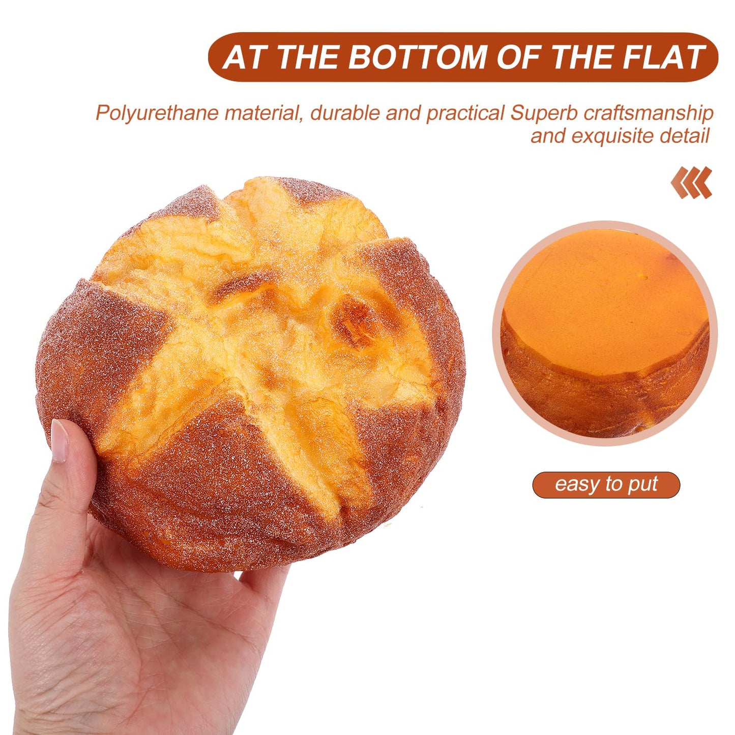 NOLITOY Artificial Loaf Bread for Simulated Decoration Imitation Crafts Round Pu Decorations Party Ornament Faux Food Modeling Kitchen, 5.50X3.14in