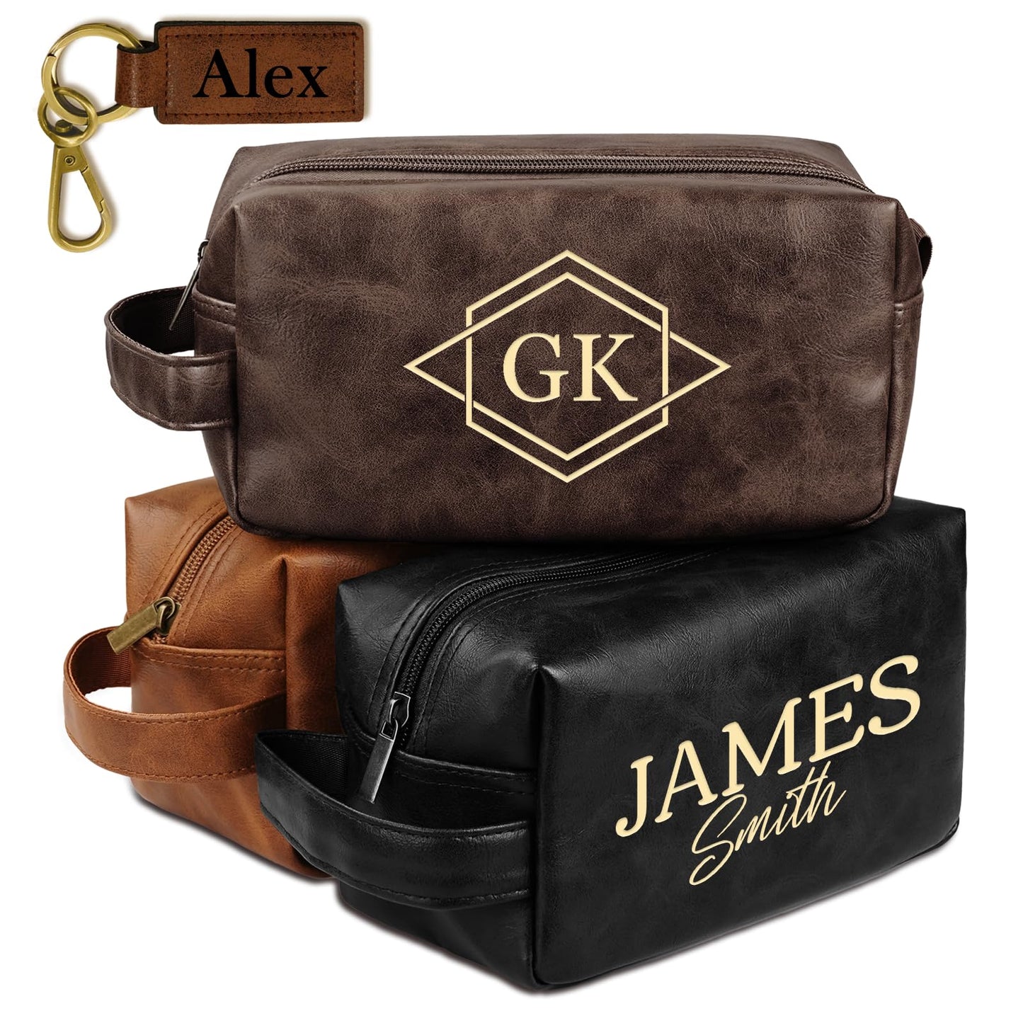Personalized Groomsmen Gifts, Personalized Toiletry Bag for Men, Custom Toiletry Bag, Customized Leather Travel Shaving Kit Bag, Unique Birthday Gift for Men, Him, Husband, Father, Son, Dad, Brother