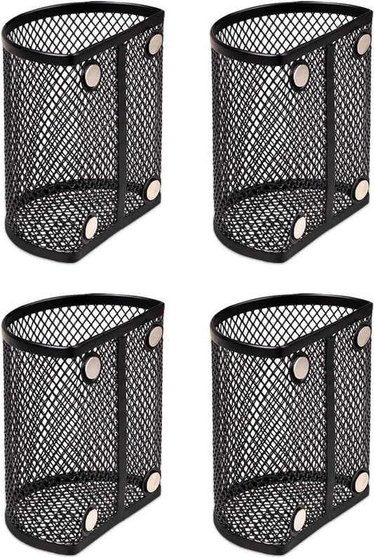 Magnetic Storage Boxes - 4pcs Metal Mesh Organizers for Kitchen | Rust-Resistant Spice & Food Storage