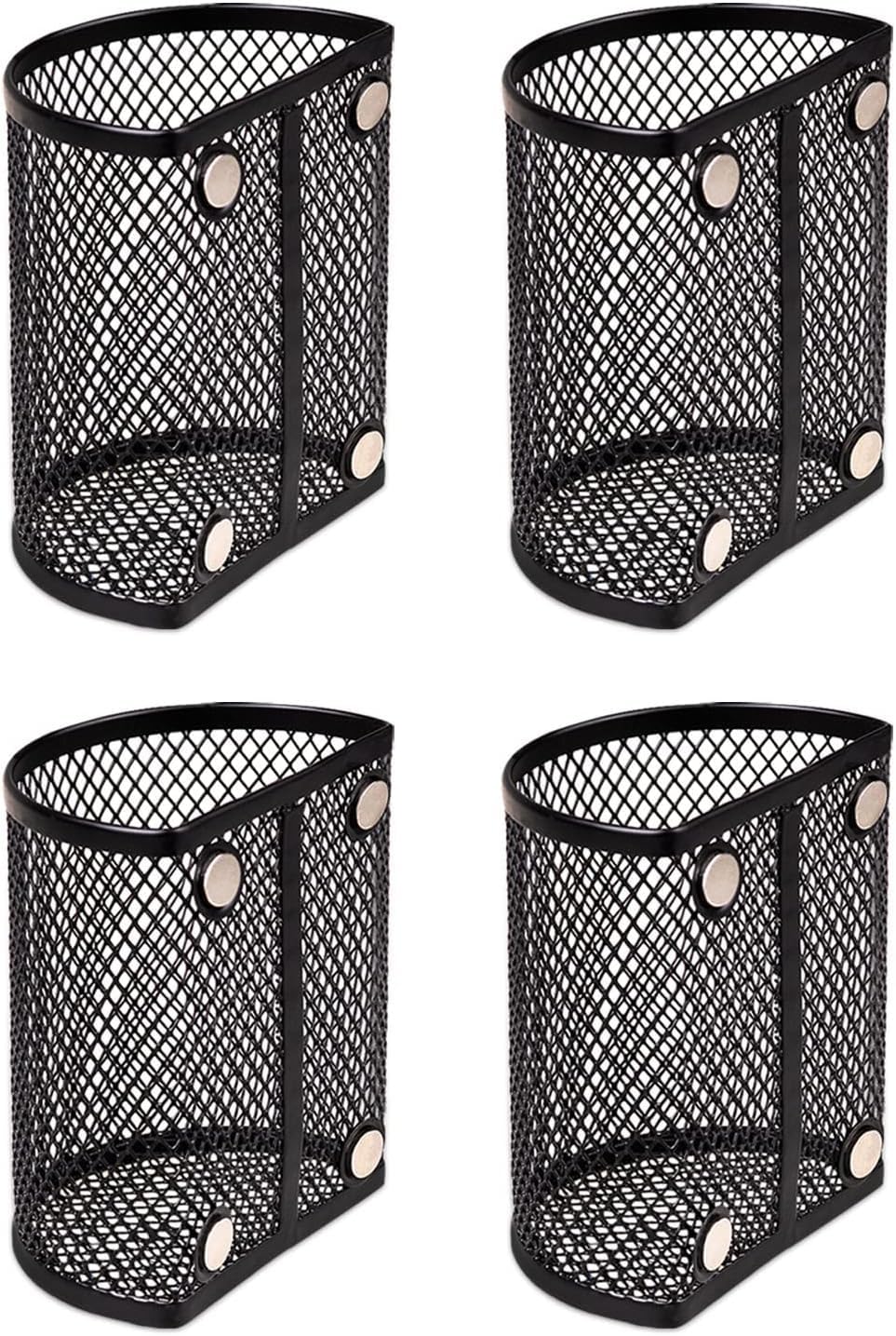 4pcs Home Magnetic Storage Boxes Metal Mesh Organizers Rust-Resistant for Refrigerator Kitchen Cabinet Pantry Food Spice Storage