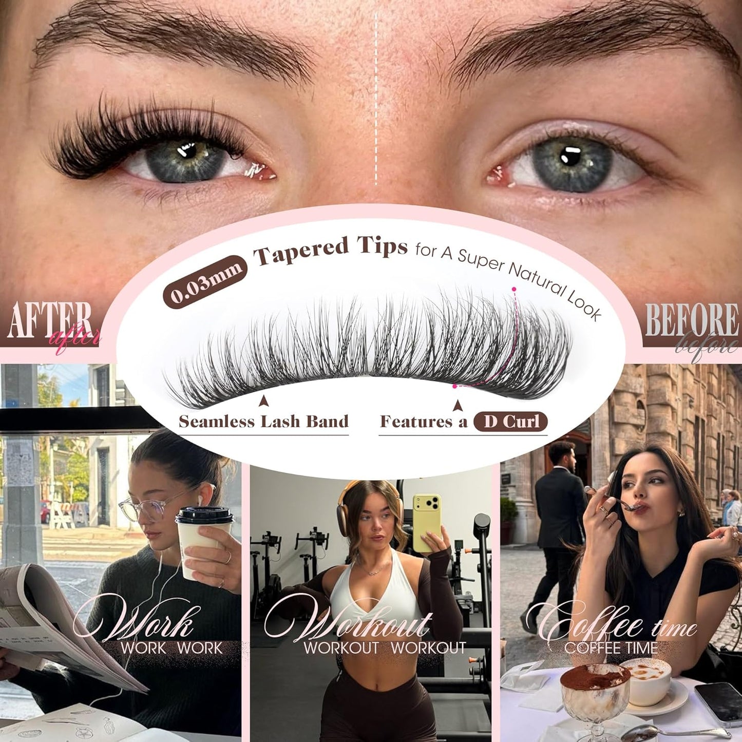 Wispy Lash Clusters - Natural Eyelash Extensions 10-16MM D Curl | 168Pcs Fluffy Individual Lashes