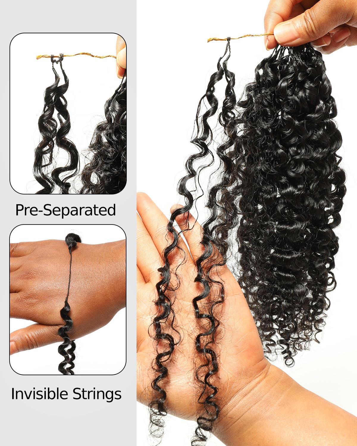 BEEOS Human Crochet Hair Burmese Curly 160g, Pre-Separated Knotless Feather Crochet Human Hair for Black Women 22 Inch, Detangle Easily and Reusable