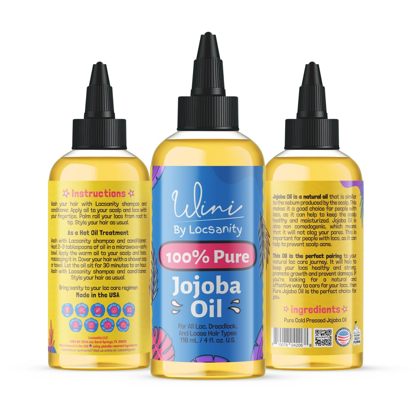 Wini by Locsanity Loose Natural Haircare Bundle for Healthy, Moisturized Hair - Pomade, Growth Oil, Jamaican Castor oil, Coconut Oil, Jojoba Oil, Argan Oil