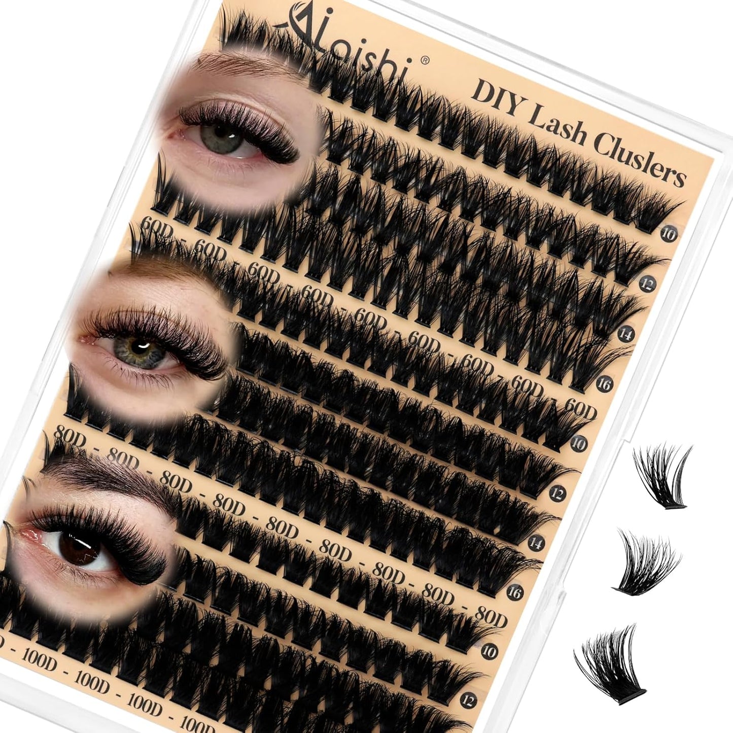 DIY Cluster Eyelash Extensions Kit - 224pcs Fluffy D Curl Lashes | 9-16mm, Bond & Seal, Tweezers Included