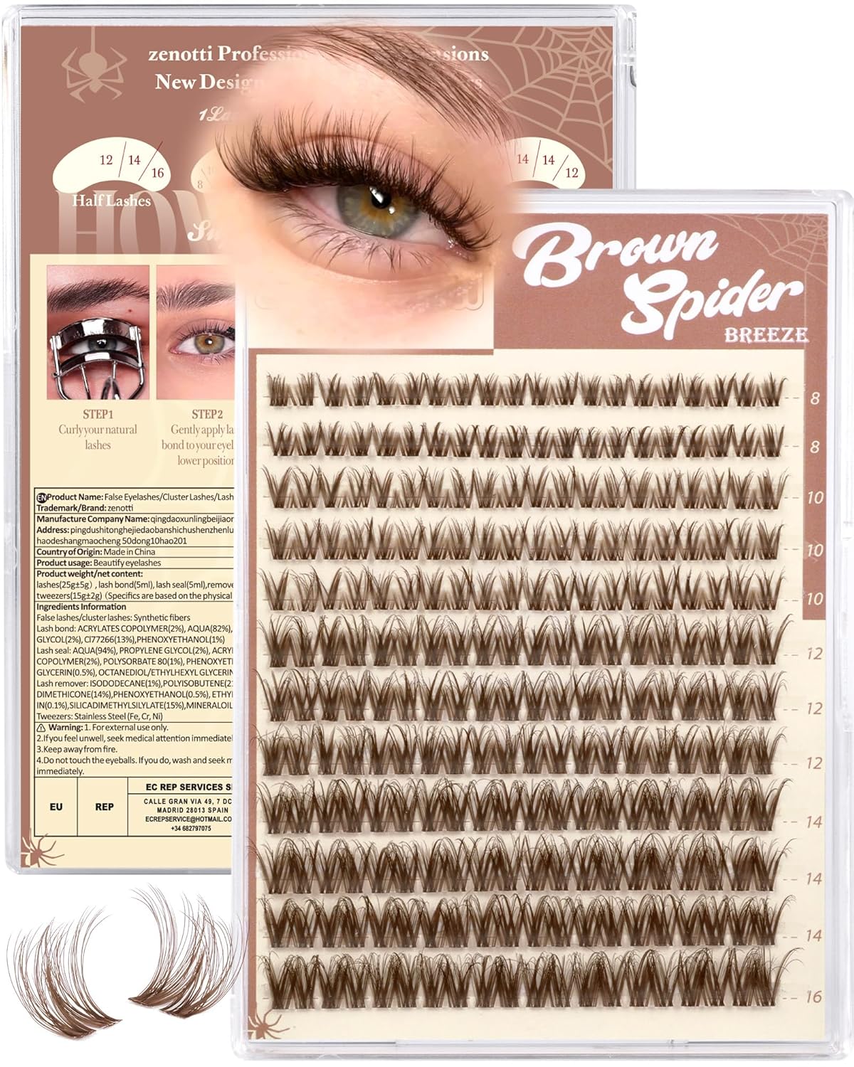 Natural Lash Clusters - Wispy Spider Eyelash Extensions | DIY Individual Lashes 8-16mm D Curly
