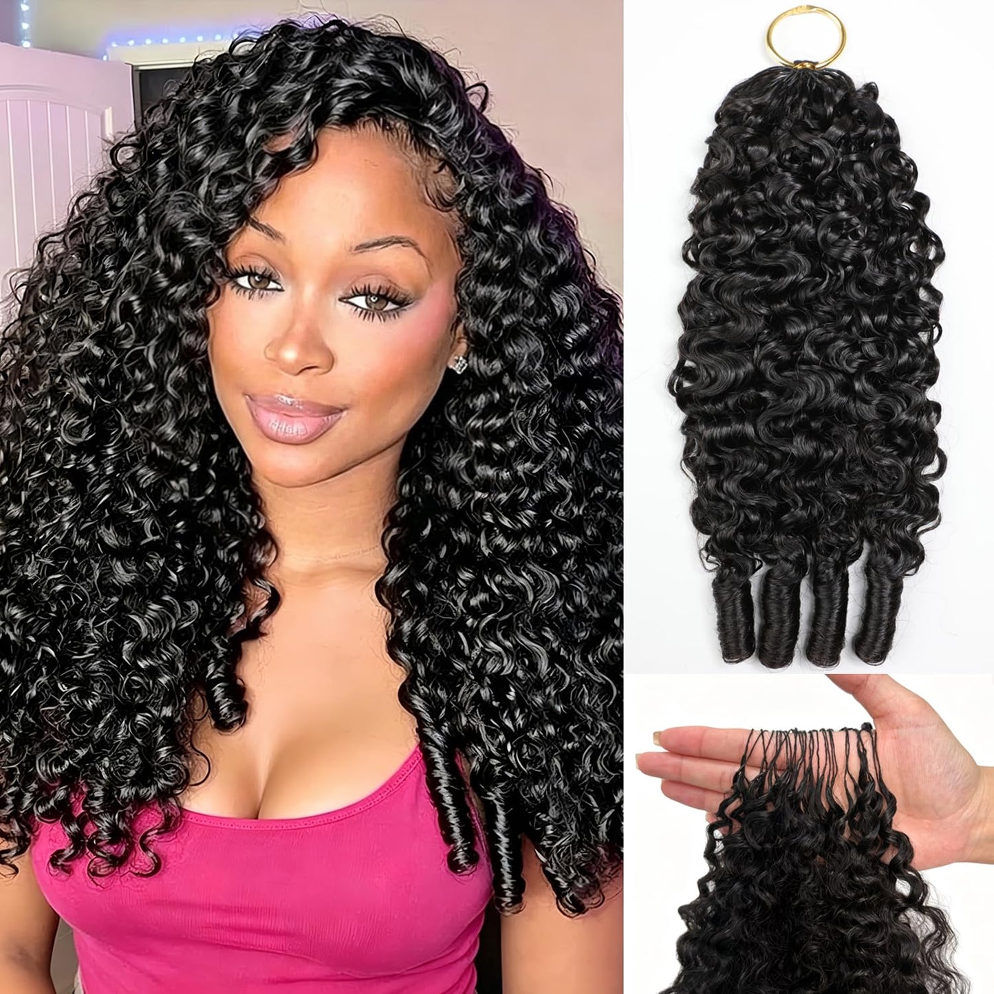 Burmese Curly Crochet Hair - 20 Inch 60g Knotless Pre-Separated Bundles | Invisible Miracle Knots, Reusable Virgin Hair Extensions
