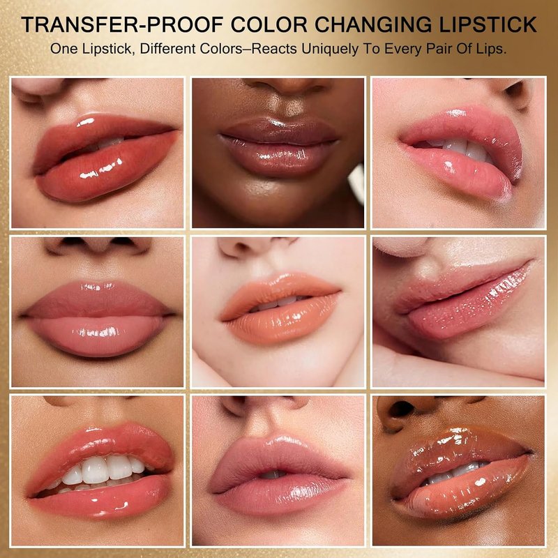 Color Changing Lipstick for Women - Long-Lasting, Transfer-Proof & Moisturizing | Clear Gold Foil Finish