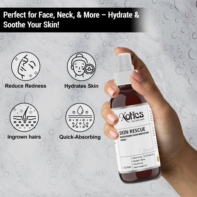 Xotics Skin Rescue Razor Bump 2oz - All Natural Barber Aftershave Razor Burn Treatment for Men/Women - All Natural Ingredients