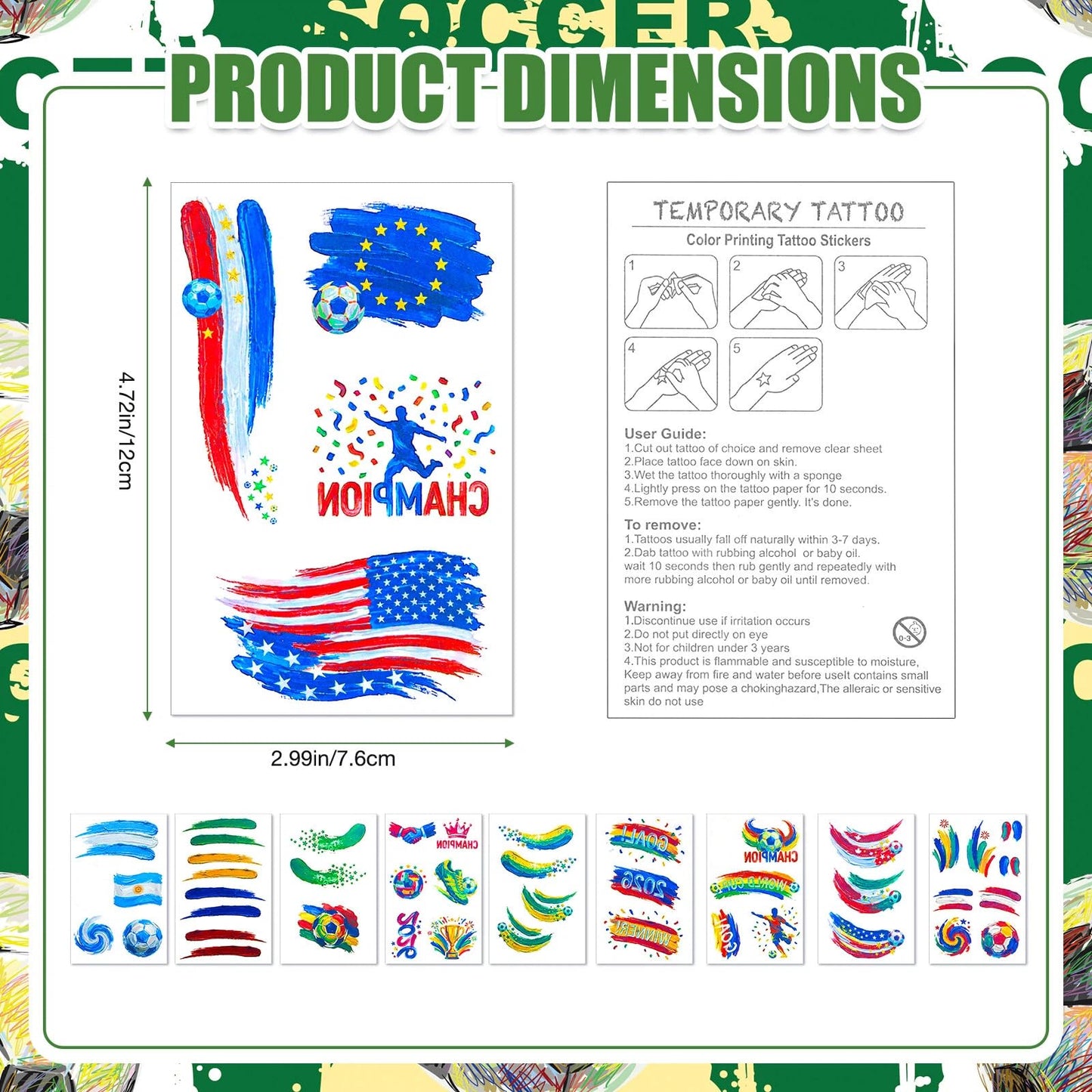45 Pcs Soccer Tattoos - World Cup Temporary Tattoos for Adult，Teens，Soccer Party Favors Sports Themed Supplies Fake Tattoo Stickers，World Cup 2026 Merchandise