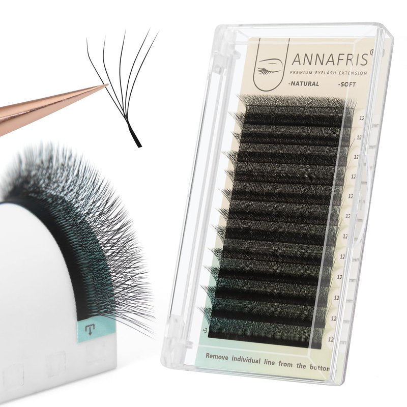 ANNAFRIS 5D Premade Fan W Shape Eyelash Extensions Volume Self Fanning False Lashes Makeup Supplies Professional Use Lash Extension