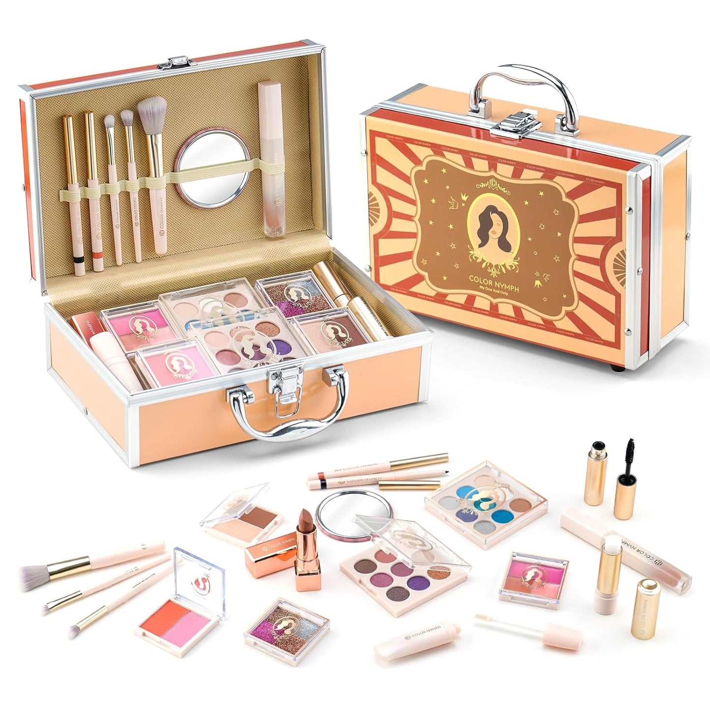 Color Nymph Makeup Kit for Tweens - Complete Pink Starter Set with Eye Shadow, Lipstick, Blush & Brushes