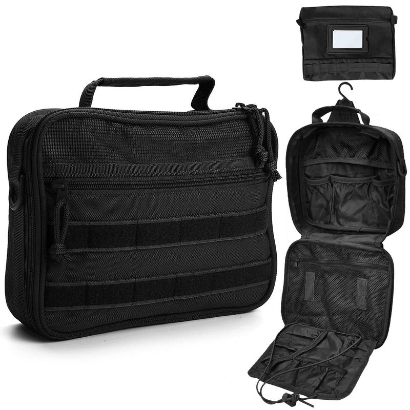 SUNRISING Tactical Travel Toiletry Bag for Men and Women, Hanging Travel Toiletry Organizer Dopp Kit, Toiletries Shaving Hygiene Bathroom Bag,Men's Toiletry Bag for Short Trips Camping - Black