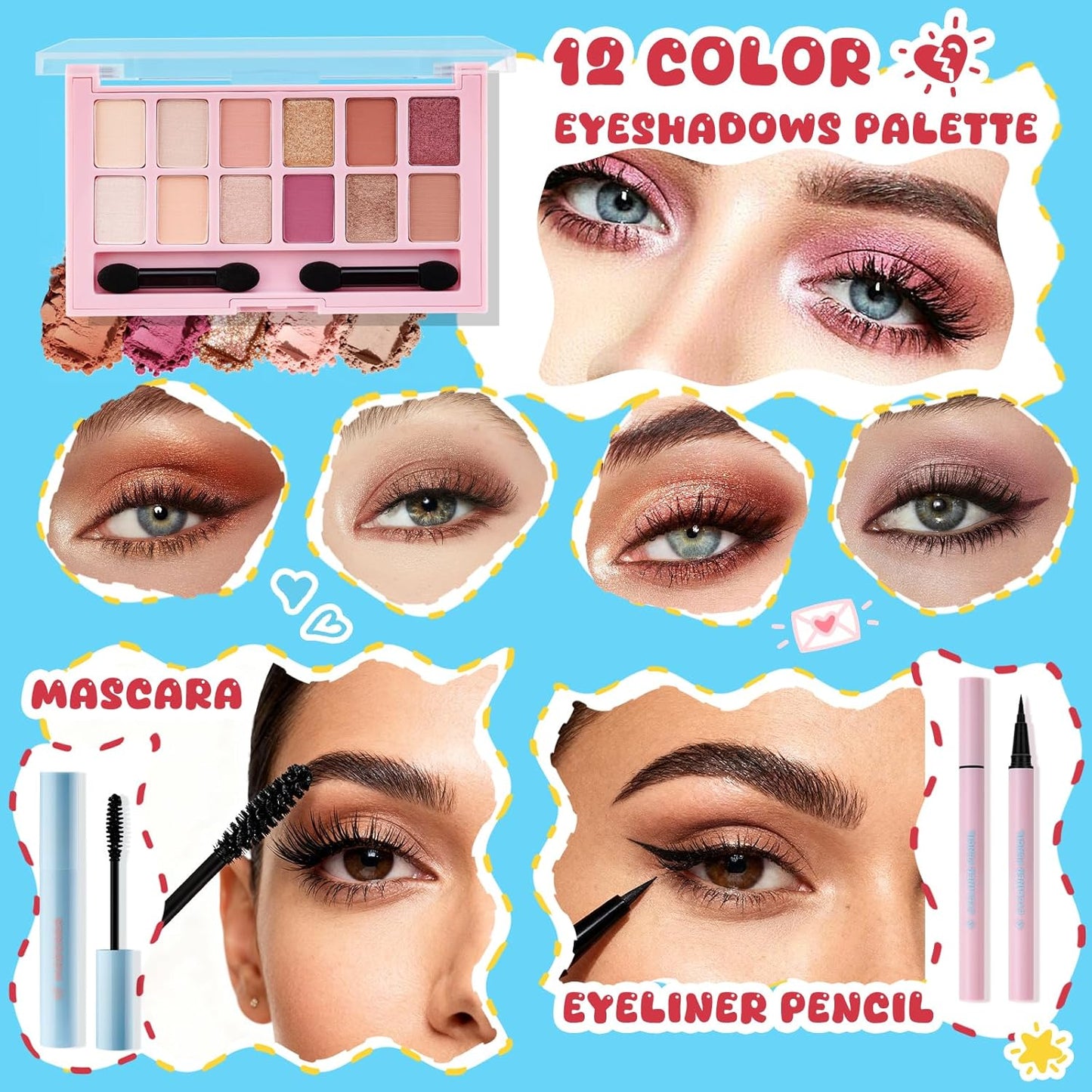 All In One Makeup Kit for Teen Girls - Complete Set with Bag, Eyeshadow, Blush, Lipgloss & More | Travel-Friendly