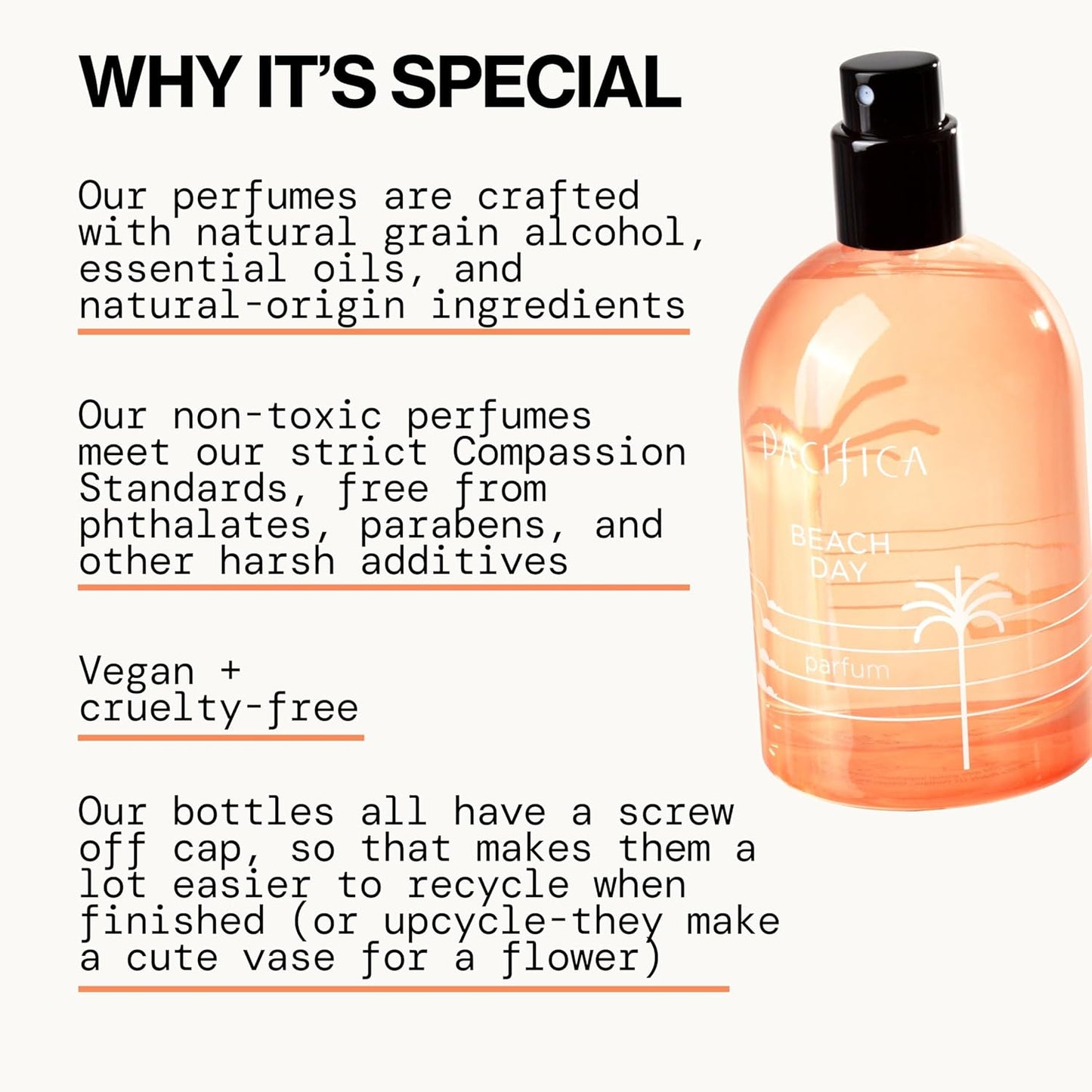 Beach Day Spray Perfume - Bliss Fragrance with Bergamot, Orange Flower & Sandalwood | Clean Vegan Eau de Toilette