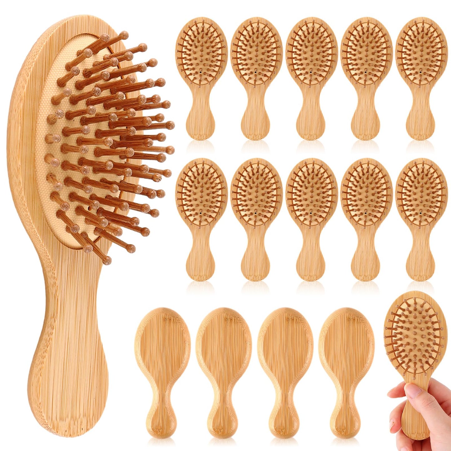 FoldTier 15 Pack Mini Bamboo Hair Brush Bulk Wooden Travel Small Hairbrush Massage Scalp Detangling Pocket Brush for DIY Wedding Guest Gifts Bridal Shower Bridesmaid Proposal Favors