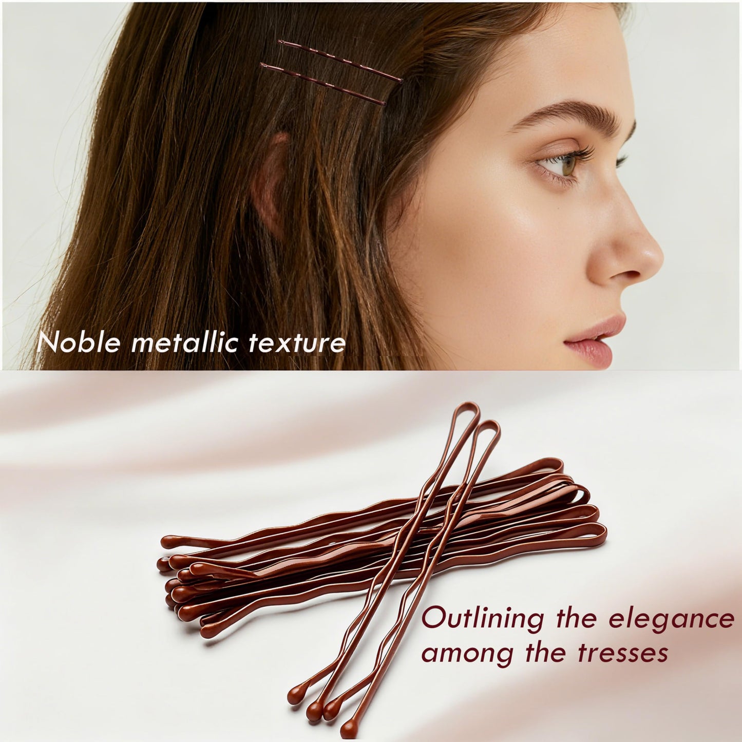 BechKCpro 100 Pcs Brown Bobby Pins for Women, 2.2" Non-Slip Wavy Hair Pins - Premium Enamel Coating, Rustproof Hair Clips with Ball Tips & Storage Box, Hair Accessories for Styling/Wedding