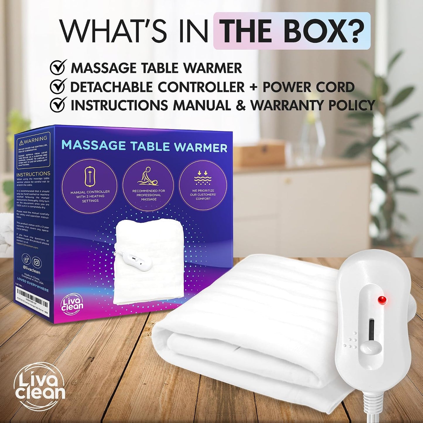 Electric Heated Massage Table Warmer | 3 Temperature Settings - 70.8” x 29.5” Spa Blanket