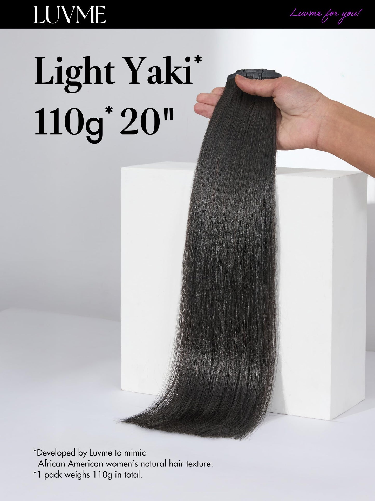 LUVME Yaki Straight Seamless Clip in Hair Extensions 110g, 18 Inch Natural Black, 100% Real Remy Human Hair, Soft Full Volume, Easy Clip Ins for Daily Wear, Work, Parties & Weddings