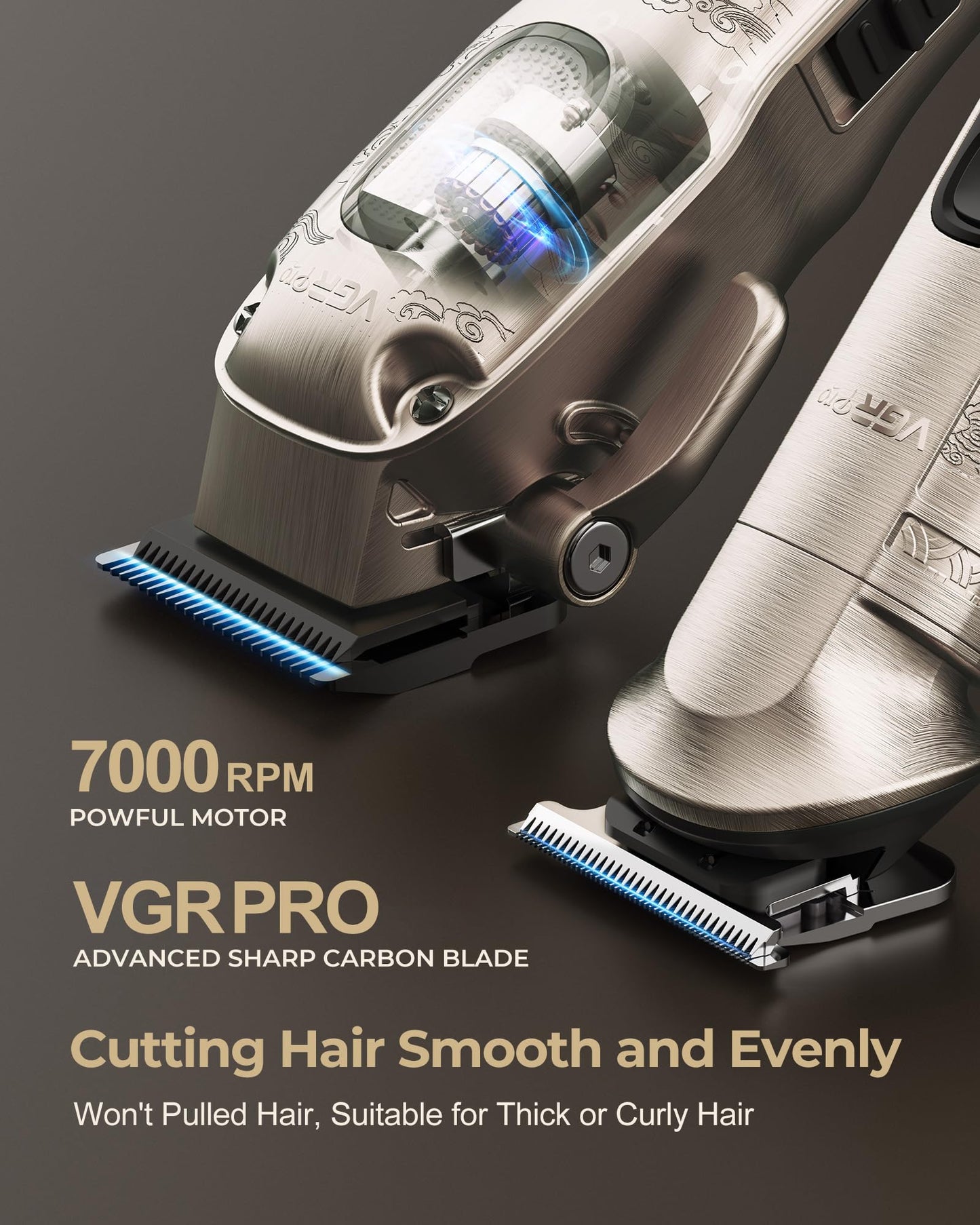 VGRPRO Hair Clippers for Men Professional, Cordless Hair Clippers for Hair Cutting, Mens Clippers and Trimmers Set, Electric Hair Trimmer for Men with Package Case (Silver)