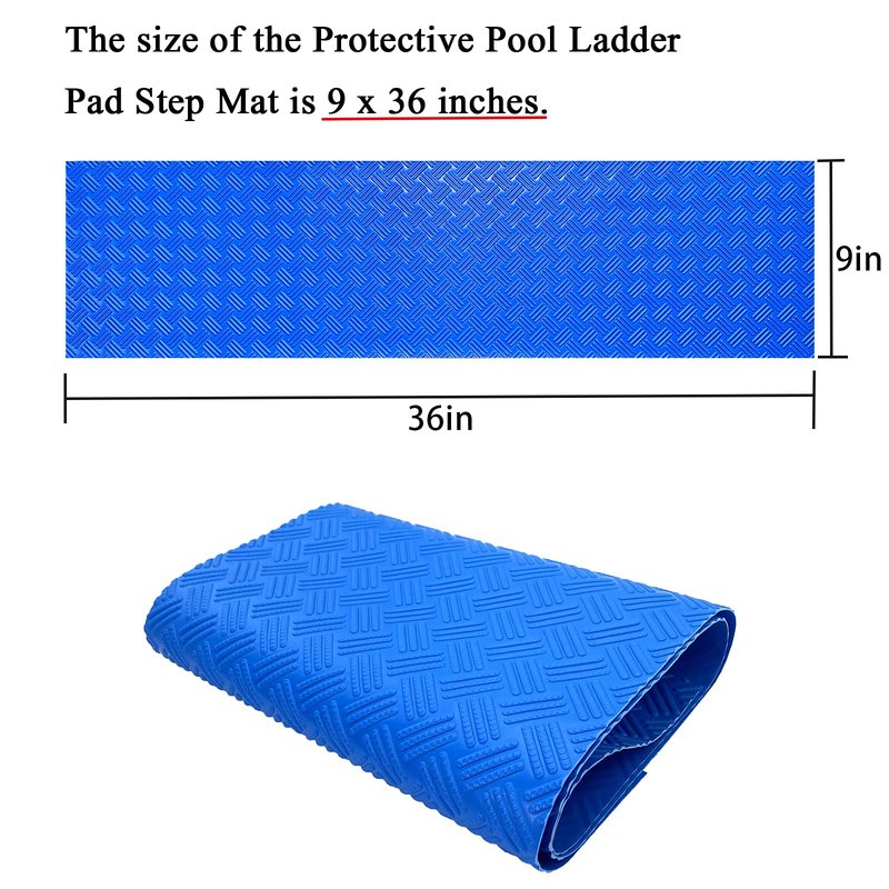 SKARUMMER Swimming Pool Ladder Mat - Protective Pool Ladder Pad Step Mat with Non-Slip Texture, Blue Medium Pool Step Mat, 36 inch X 9 inch