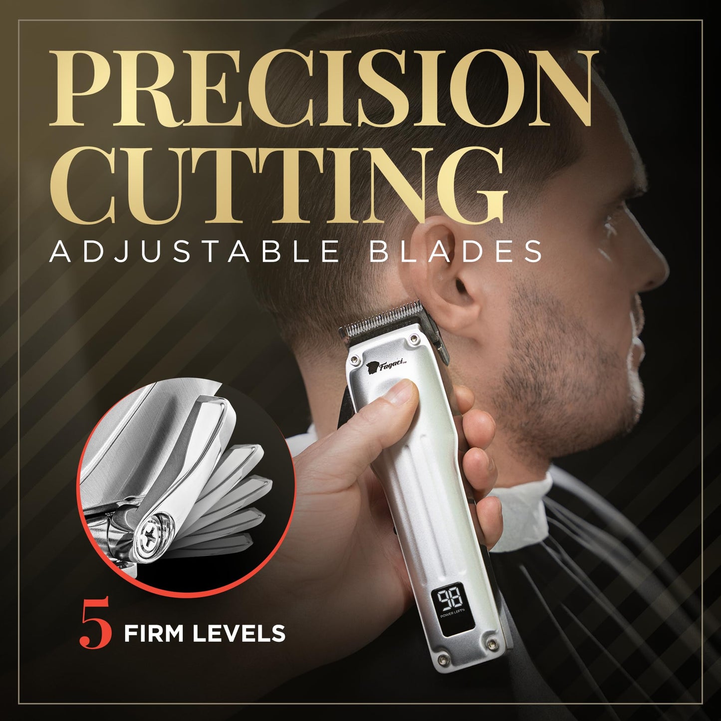 Fagaci Professional Hair Clippers for Men, Cordless Barber Kit, Brushless