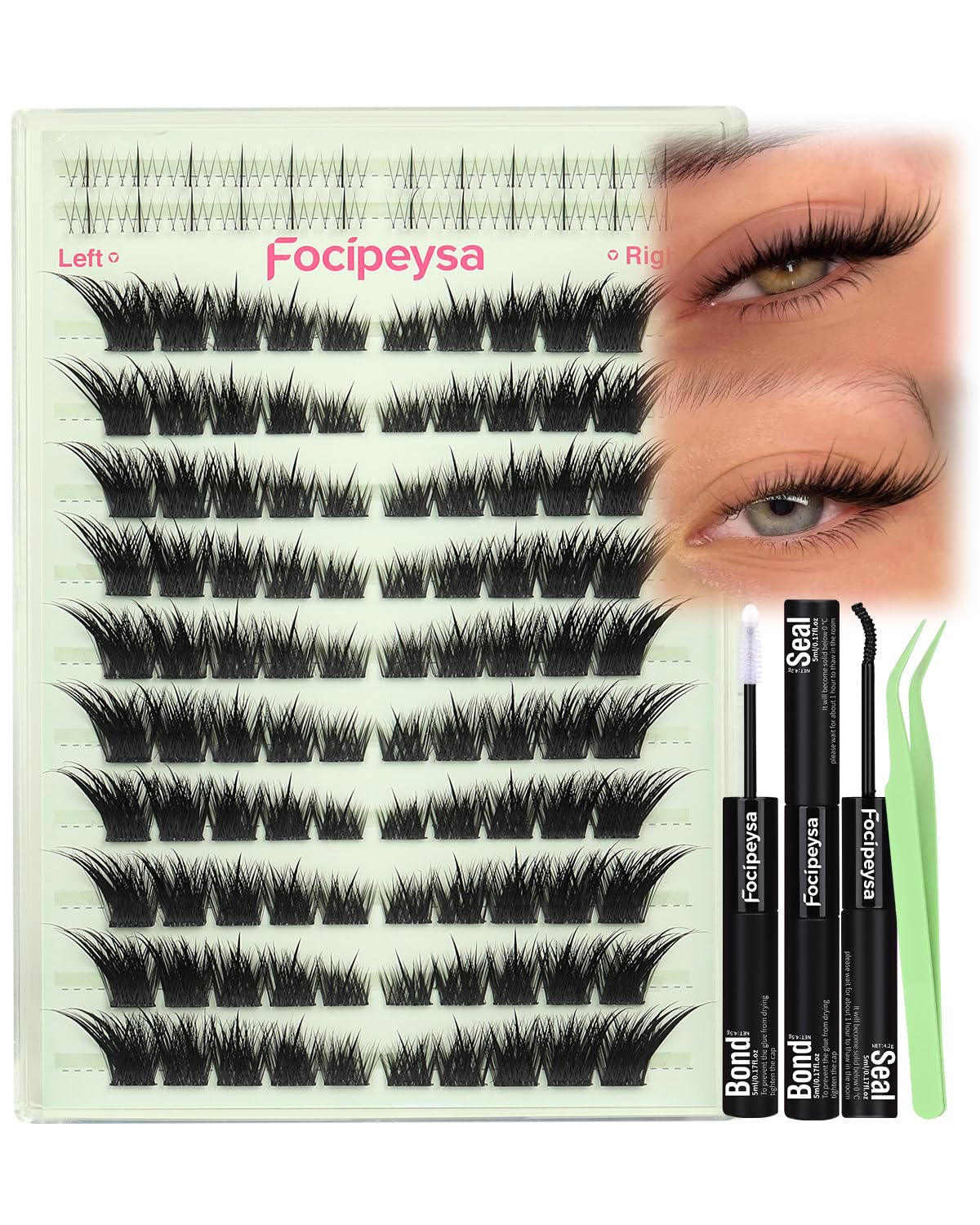 Fox Eye Lash Clusters - Wispy Cluster Eyelashes Kit with 10-18mm Lengths | DIY Extensions, Bond & Tweezers Included