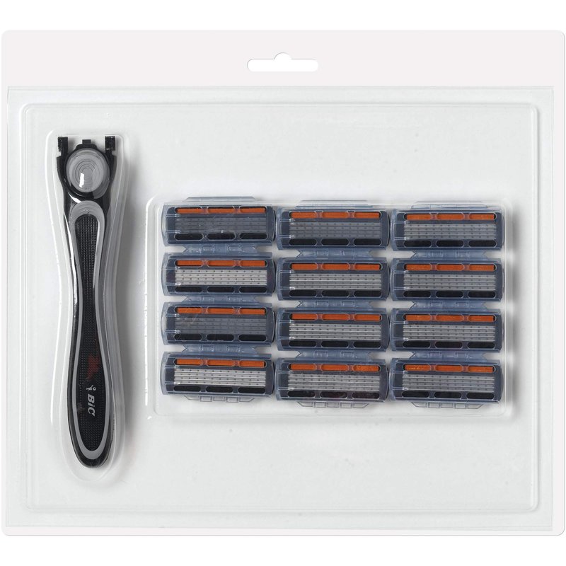 BIC Flex 4 Sensitive Hybrid Men's 4-Blade Disposable Razor, 1 Handle and 12 Cartridges