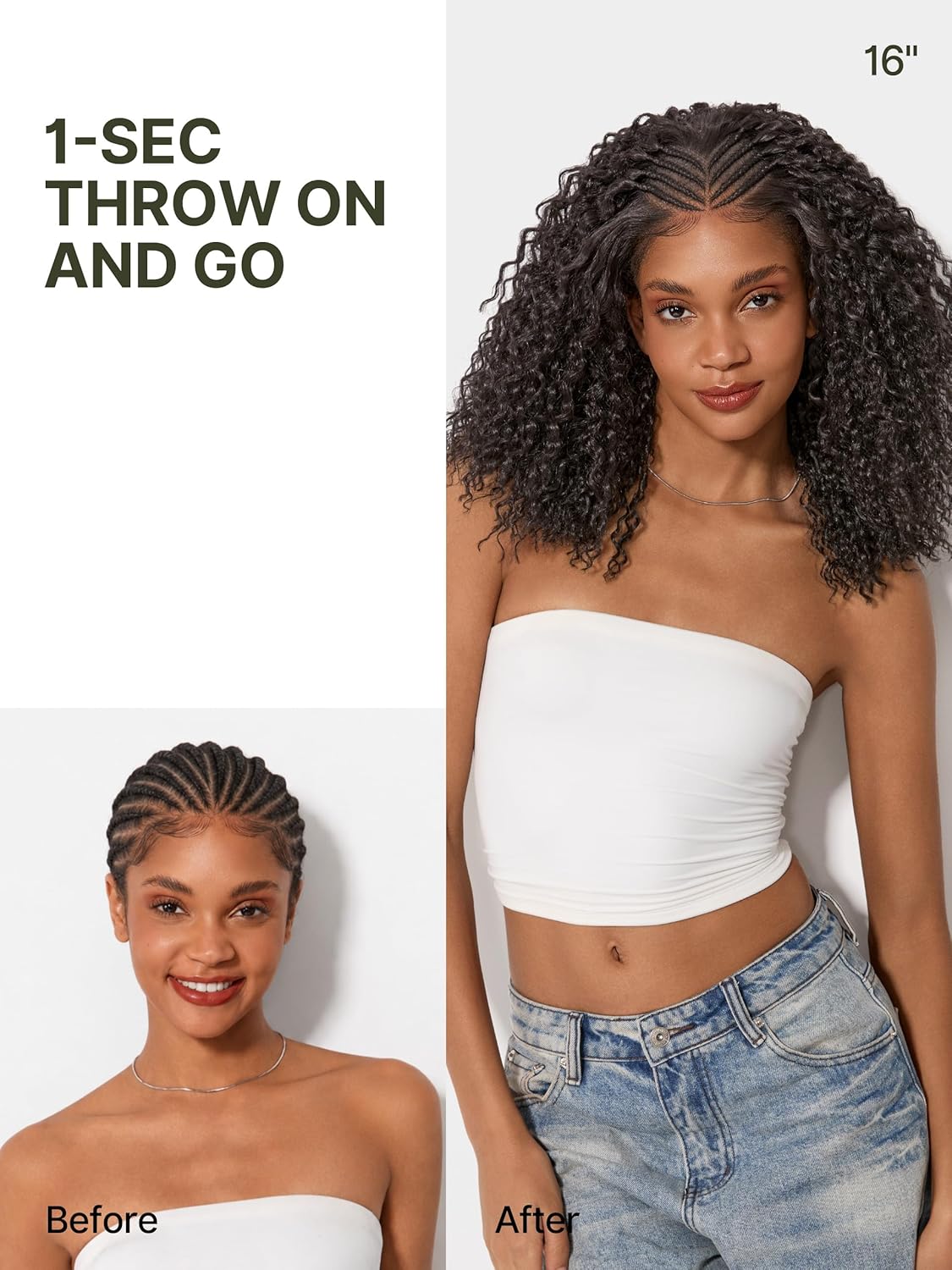 Frodio 13X4 Lace Frontal Braided Wig - Glueless 200% Density Natural Black | 16 Inches, Veralux Fiber Blend for Black Women