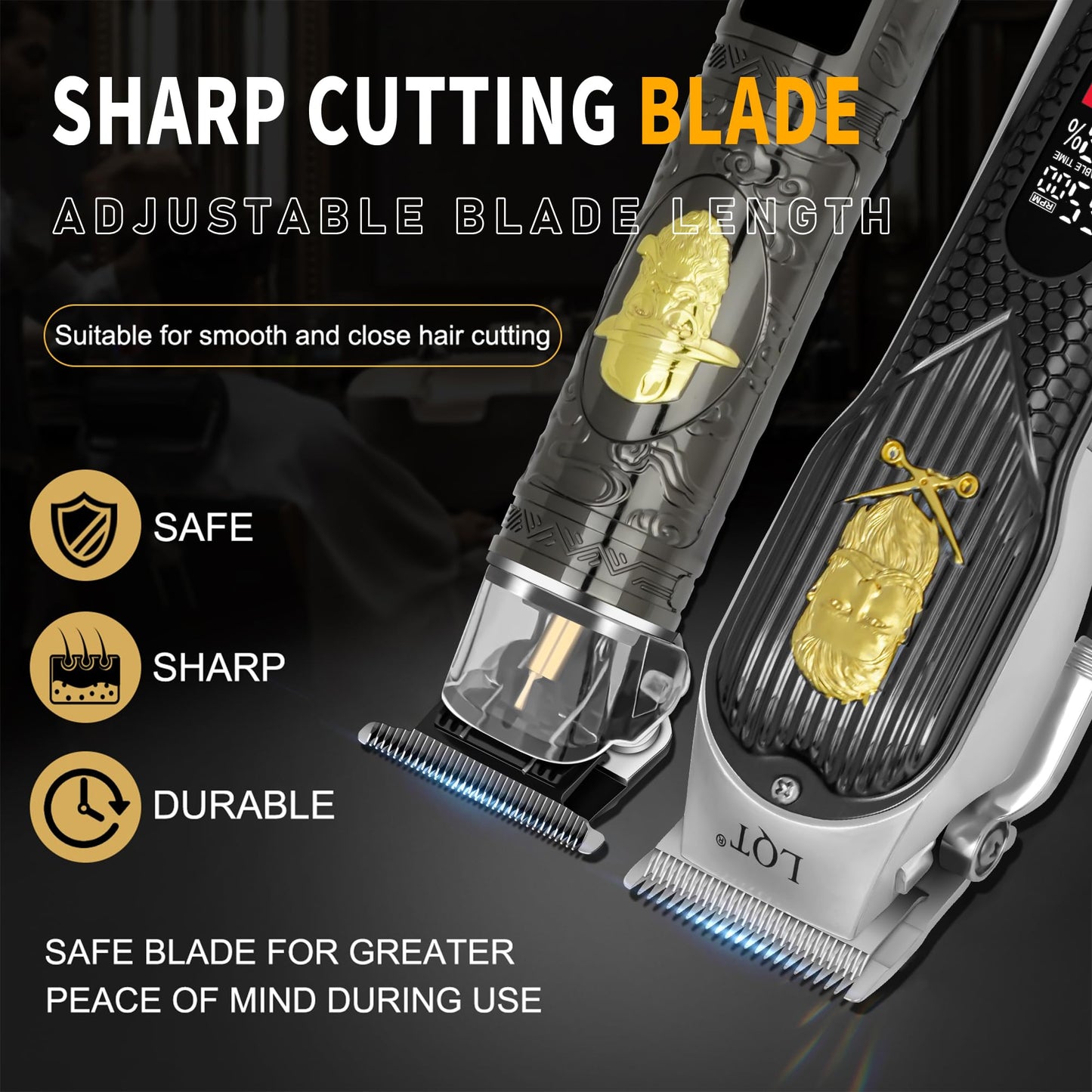 LQT Professional Cordless Hair Clippers and Precision Beard Trimmer Set for Men, Grooming Kit with Foil Shaver, USB Rechargeable Hair Cutting Machine, LED Display, Gifts for Men