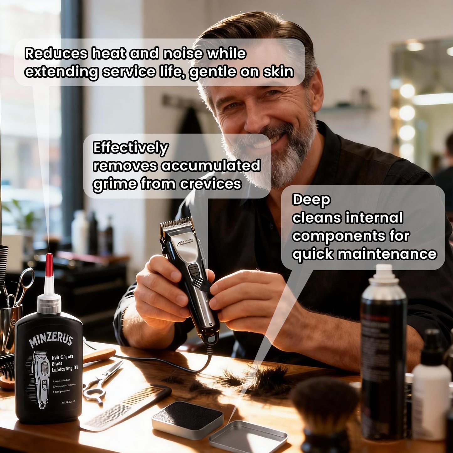 Premium Clipper Lubricating Oil 4.05oz/120ml for Clippers Blade Corrosion & Trimmers, Groomers, Hair Clipper Oil with 2 x Clean Brushes and 1 x Quick Lubrication Box for Barber & Home Use and Gift
